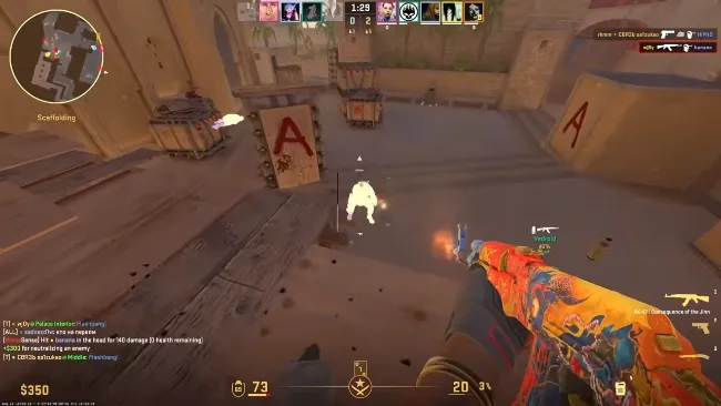 CS2 FACEIT ESP chams overlay on Mirage A site with white player silhouette